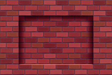 a red color brickwall with shadow dip