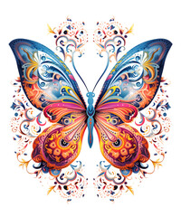 Butterfly Mandala Sublimation Clipart, Mandala Butterfly Designs Digital Graphics, Transparent Background, transparent png, Created using generative AI
