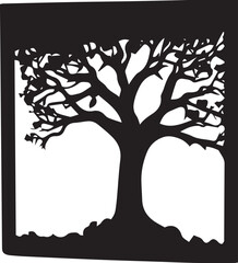 Silhouette of a tree in the forest vector illustration