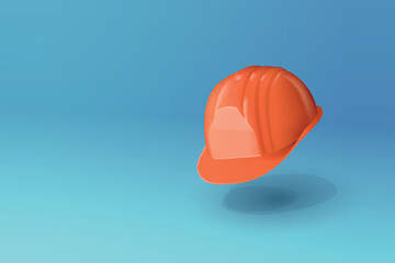 an orange building helmet flying on blue
