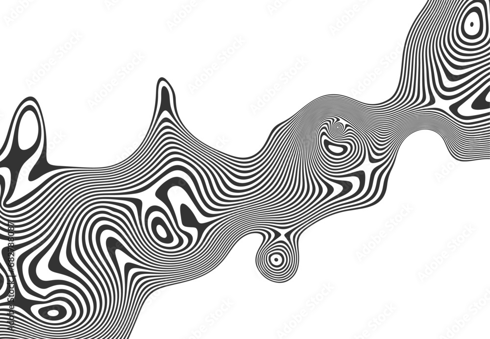 Poster black and white abstract poster with textured liquid pattern design and optical interference effect 