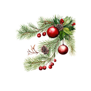 recommend clip art: Christmas Watercolor Clipart - Fir branches and red berries New Year invite card - Winter Set - Christmas Tree - Christmas border