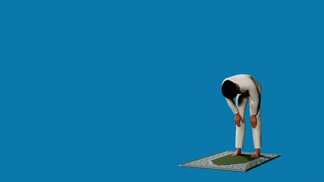 3D Animation: Muslim Man Performing Prayer (Rukuk)