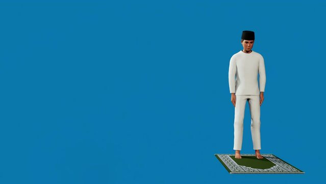 3D Animation: Muslim Man Performing Prayer, Shalat (I&rsquo;tidal)