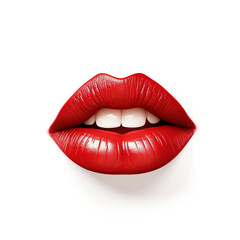 Female red lips isolated on white background