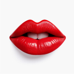 Female red lips isolated on white background