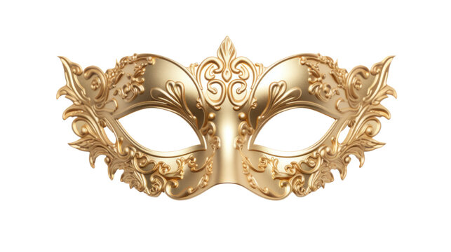 Golden Carnival mask on the transparent background