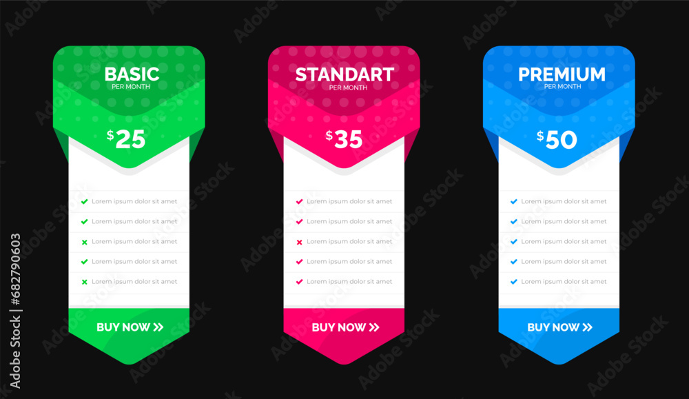 Fototapete ui ux app pricing chart table subscription design or website pricing chart table design template. pr