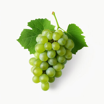 Grapes with leaves isolated on white background