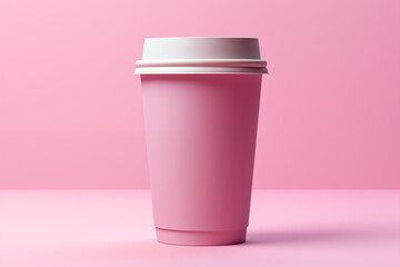 pink paper coffee cup on a pink background