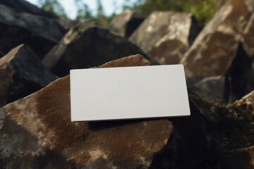 white Business card mockup on stone