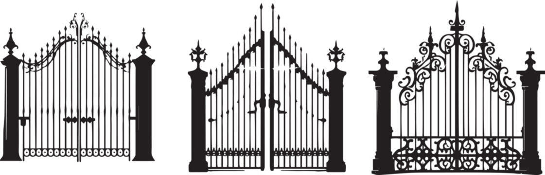 Silhouette Fence Gate Vector illustration