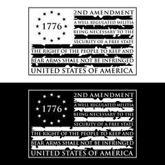 Distressed 2nd Amendment Text Flag Design Vector Illustration