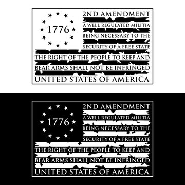 Distressed 2nd Amendment Text Flag Design Vector Illustration