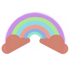 Rainbow on white background, with different colours bright and beautiful