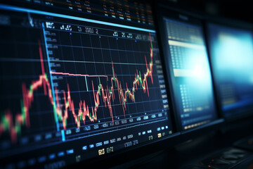 Stock market curve on screen. Investing in the stock market. Sotck exchange.