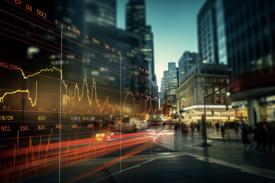 Stock market curve on screen. Investing in the stock market. Sotck exchange.