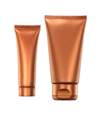 Blank Cosmetic Product Packaging Isolated on white - Two Copper Metallic tubes 