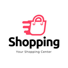 Shopping bag logo. Online shop logo template isolated on white background