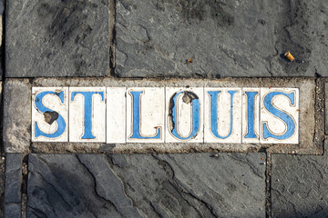 street name St. Louis at the floor in New Orleans, Louisiana - obrazy, fototapety, plakaty