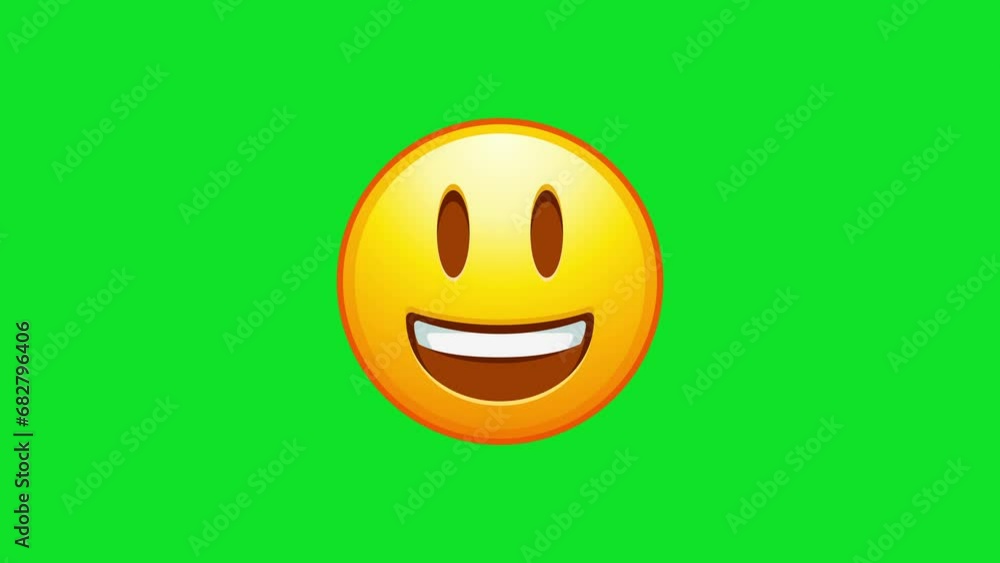 Poster grinning face with big eyes animated emoji. alpha channel, transparent background. 4k resolution loo