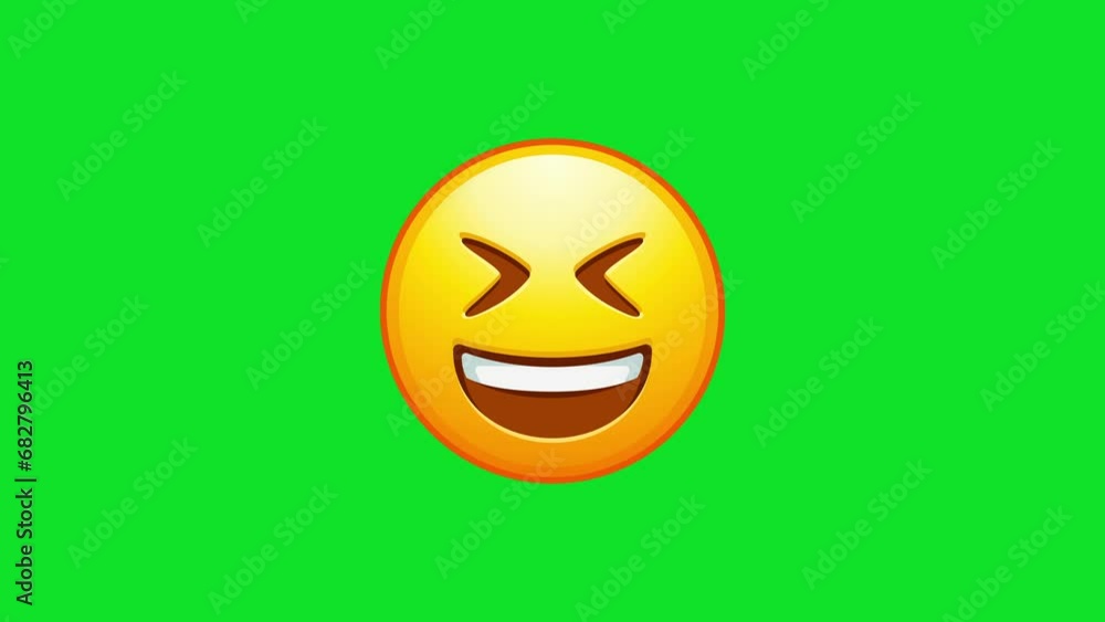 Poster grinning squinting face animated emoji. alpha channel, transparent background. 4k resolution loop an