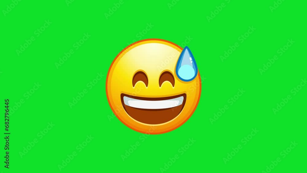 Poster grinning face with sweat animated emoji. alpha channel, transparent background. 4k resolution loop a