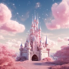 luxurious dream beautiful Pink castle soft and dreamy tones
