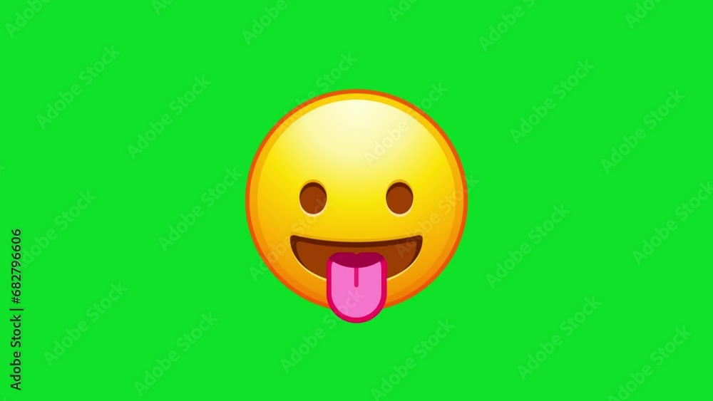 Poster face with tongue animated emoji. alpha channel, transparent background. 4k resolution loop animation