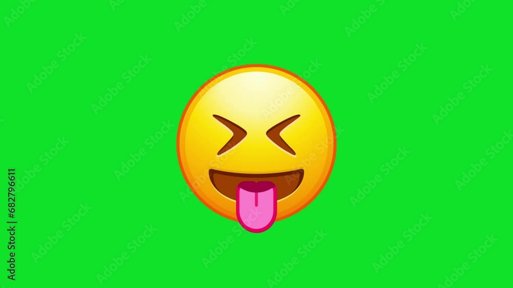 Poster squinting face with tongue animated emoji. alpha channel, transparent background. 4k resolution loop