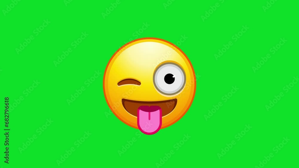 Poster winking emoji with tongue. crazy emoticon with stuck-out tongue and winking eye. animated emoji. alp