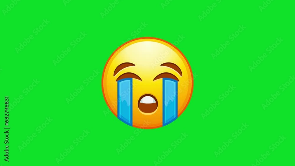 Poster loudly crying emoji. yellow emoticon with streams of tears. animated emoji. alpha channel, transpare