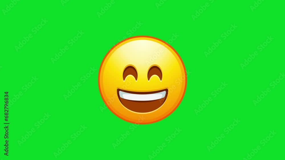 Poster beaming emoji with smiling eyes. grinning emoticon with radiant smile. animated emoji. alpha channel