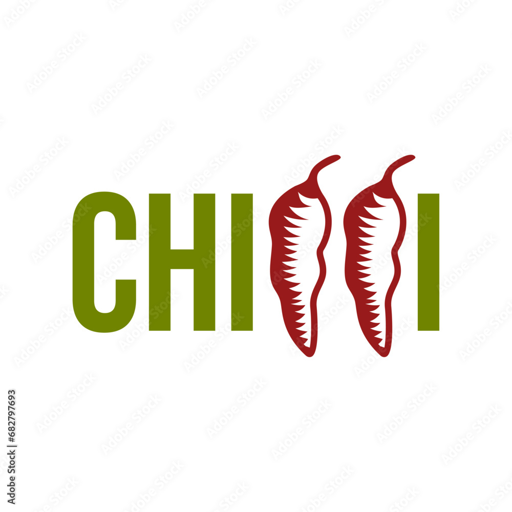 Sticker red chili logo vector, cafe and restaurant logo in white background