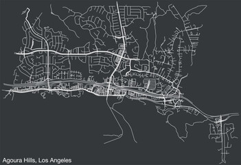 Detailed hand-drawn navigational urban street roads map of the CITY OF AGOURA HILLS of the American LOS ANGELES CITY COUNCIL, UNITED STATES with vivid road lines and name tag on solid background