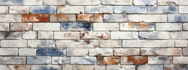 Weathered Brick Wall with Multi-Colored Bricks