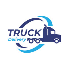Truck silhouette abstract logo template vector. Logistic delivery, express fast shipping logo design template