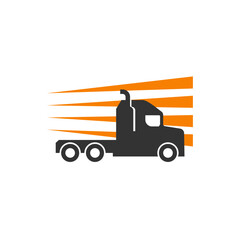 Truck silhouette abstract logo template vector. Logistic delivery, express fast shipping logo design template