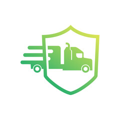 Truck silhouette abstract logo template vector. Logistic delivery, express fast shipping logo design template