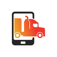 Truck silhouette abstract logo template vector. Logistic delivery, express fast shipping logo design template