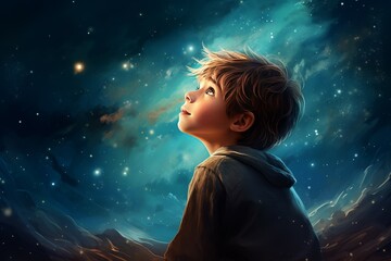 Patient Astronomer scientist starry sky night. Astrology universe. Generate Ai