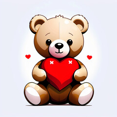Obraz premium Teddy bear with a heart. Romance of Valentine's Day.