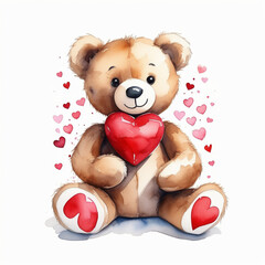 Teddy bear with a heart. Romance of Valentine's Day.