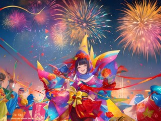 Obraz na płótnie Canvas new fireworks celebration 