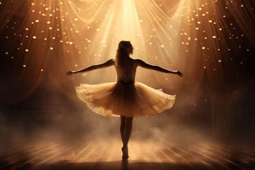 Foto auf Acrylglas Tanzschule Graceful Ballerina woman theater stage. Scene performer. Generate Ai
