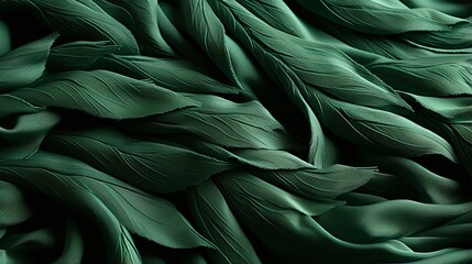 Vibrant fabric bursts with abstract patterns of emerald feathers, evoking a sense of untamed beauty and whimsical wonder