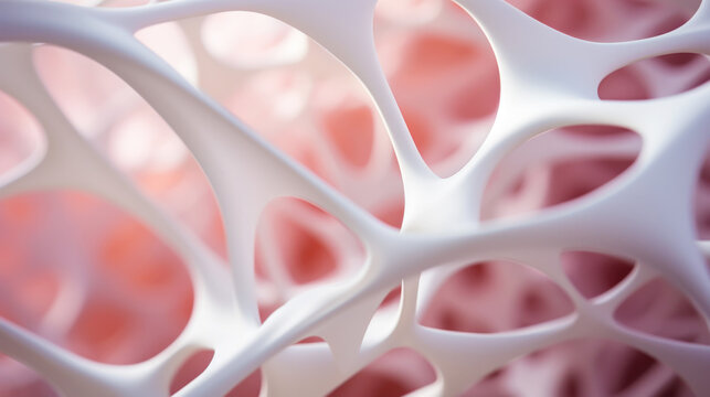 Organic cellular structure osteons matrix. Futuristic bio cement. Generative AI