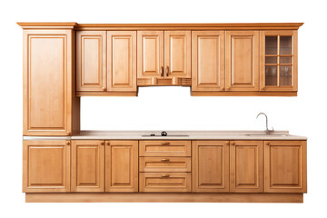 Classic Wooden Kitchen Cabinets Timeless on a transparent background - obrazy, fototapety, plakaty