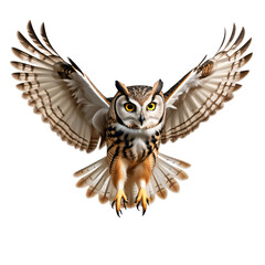 Night’s Majesty: An Isolated Flying Owl isolated on transparent background,png