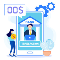 Illustration vector graphic cartoon character of mobile banking